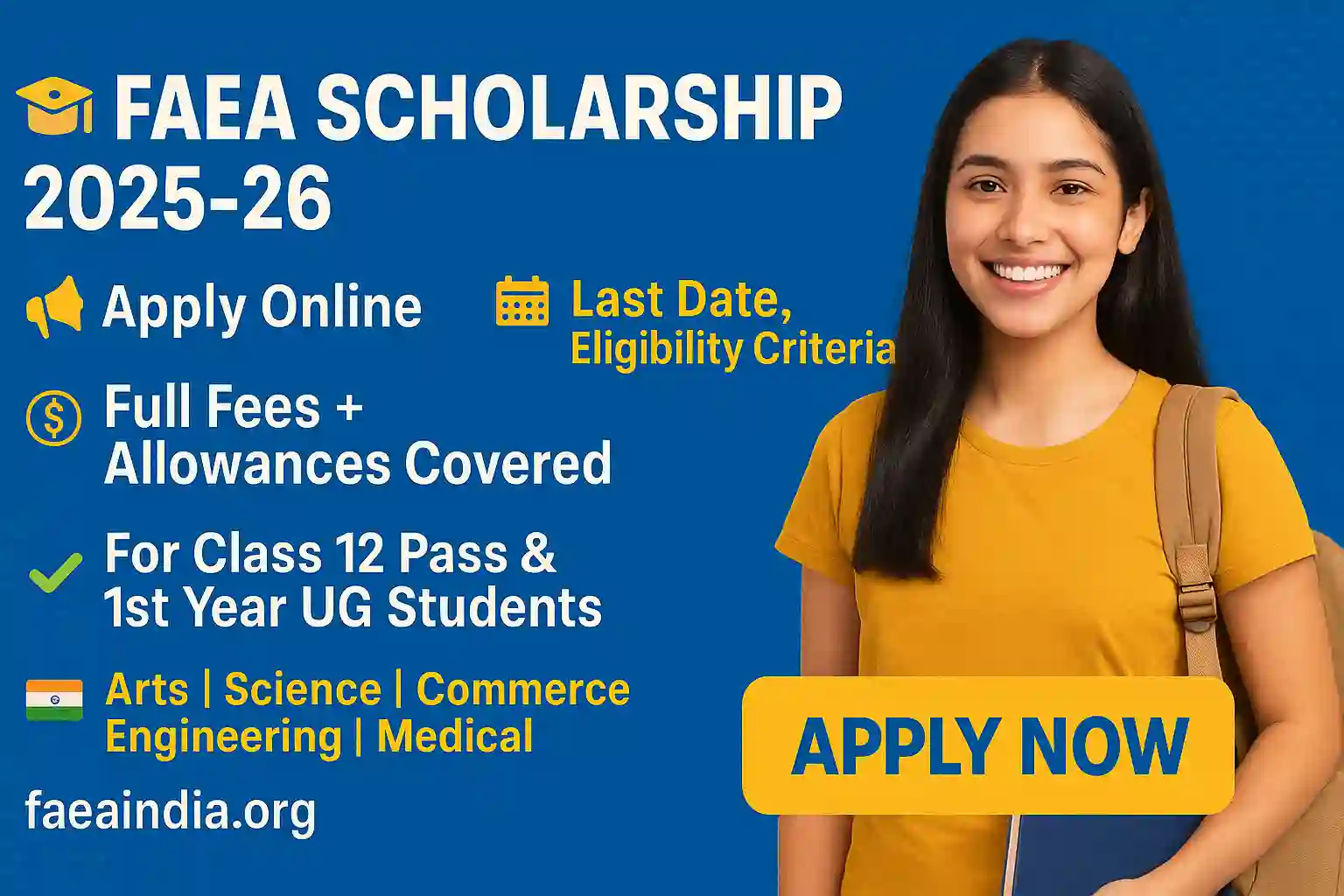 FAEA Scholarship 2025-26: Apply Online, Last Date, Benefits FAEA Scholarship 2025-26: Apply Online, Last Date, Benefits