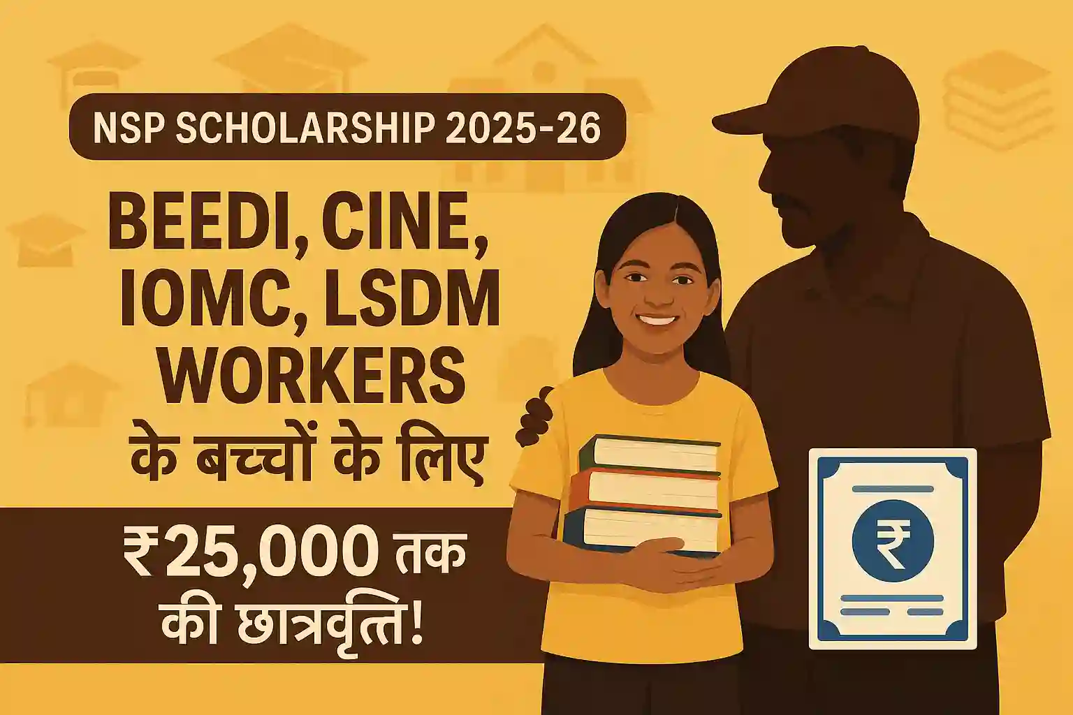 NSP Scholarship for the Children of Beedi, Cine, IOMC, LSDM Workers 2025-26 NSP Scholarship for the Children of Beedi, Cine, IOMC, LSDM Workers 2025-26