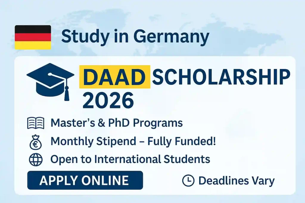 DAAD Scholarship 2026 Fully Funded Masters And PhD In Germany