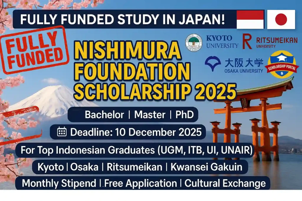 Nishimura Foundation Japan International Scholarship 2025: Fully Funded Study in Japan Nishimura Foundation Japan International Scholarship 2025: Fully Funded Study in Japan